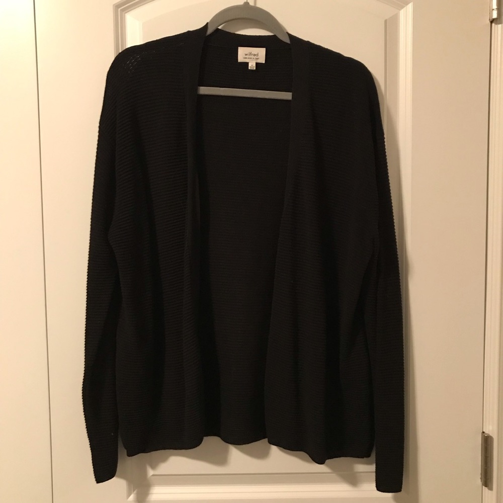 Aritzia waffled black cardigan